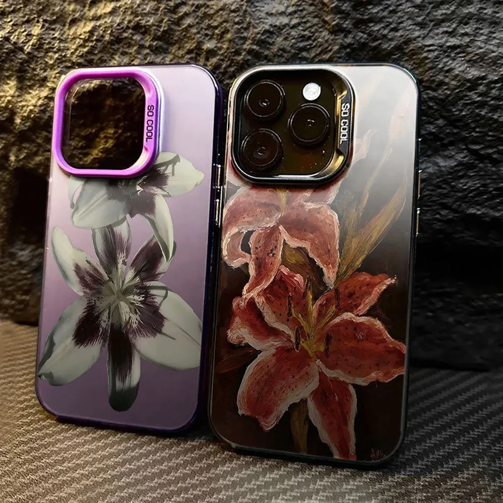 Fashion Lily Orchid Flower Handyhülle für iPhone 17 16 15 14 13 Pro Max 11 12 Pro 7 8 Plus X XS 16E stoßfeste harte PC IMD-Abdeckung