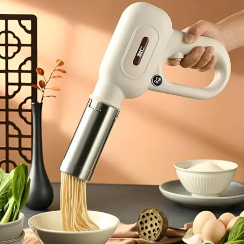 5-In-1 Electric Pasta Machine Home Use Portable Handheld Automatic Noodle Maker Extrudes Pasta 15 Seconds Rechargeable Cordless