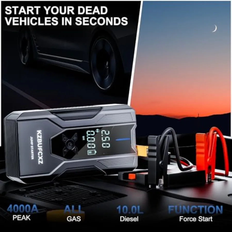 سيارة الانتقال كاتب مع ضاغط الهواء 26800 مللي أمبير بطارية معززة حزمة و 150PSI منفاخ الإطارات للسيارات SUV شاحنة 4000A الذروة 12 فولت J