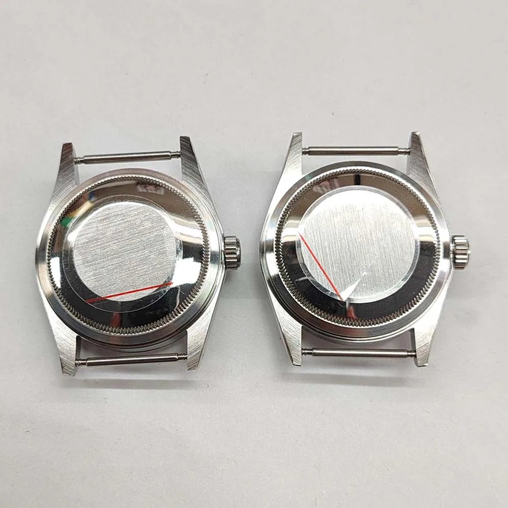 36MM Watch Case Acrylic Glass for NH35/NH36/4R Movement Stainless Steel Shell Oblique Bezel Solid Bottom Case Accessories