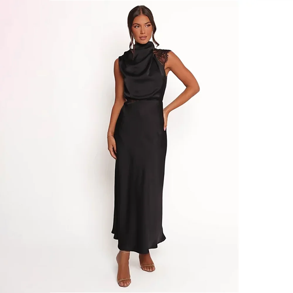 

Elegant Halter Sleeveless Lace Evening Dress Women's Formal Prom Gown Mermaid Hem Party Wedding Guest Dresses 2025 Customized