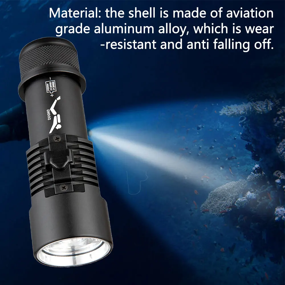 Powerful LED Diving Flashlight P70 Tactical Torch USB Rechargeable Linterna Waterproof Torch Ultra Bright Lantern Camping Lamp