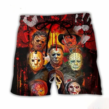 2024 männer Shorts Sommer Shorts Casual Shorts Tasche Kordelzug Horror Film Atmungsaktive Kurze Mode Streetwear strand hosen