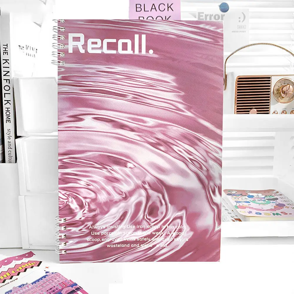 B5 Water Ripple Notebook Ins Style Spiral Coil Horizontal Line Book Diary Sketch Book Hand Ledger Notepad Students Stationery