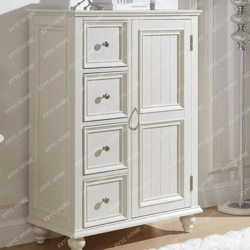 solid wood four-draw cabinet, modern simple white living room special chest cabinetH