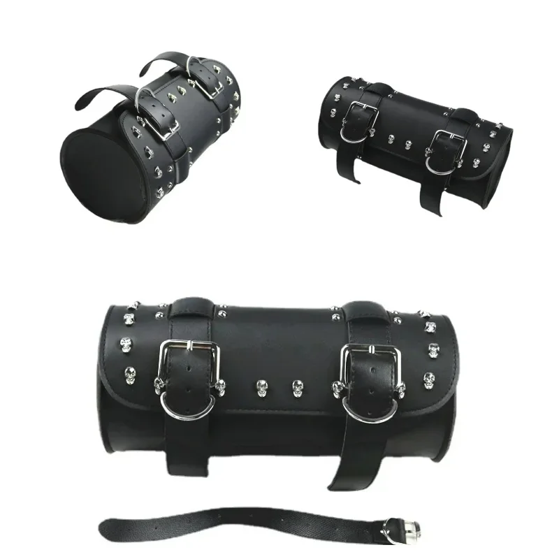 

Black Motorcycle Fork Travel Pouch Vintage Tail Bag Luggage Waterproof Tool Bags Saddle Bag Motorcycle Cruiser Tool Bag