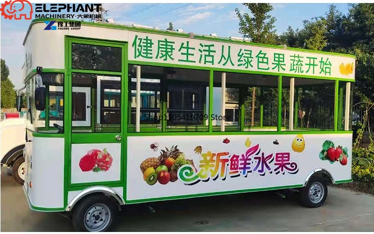 Square Fast Food Trailer Box Mobile Food Truck For BBQ Snack Retail Business