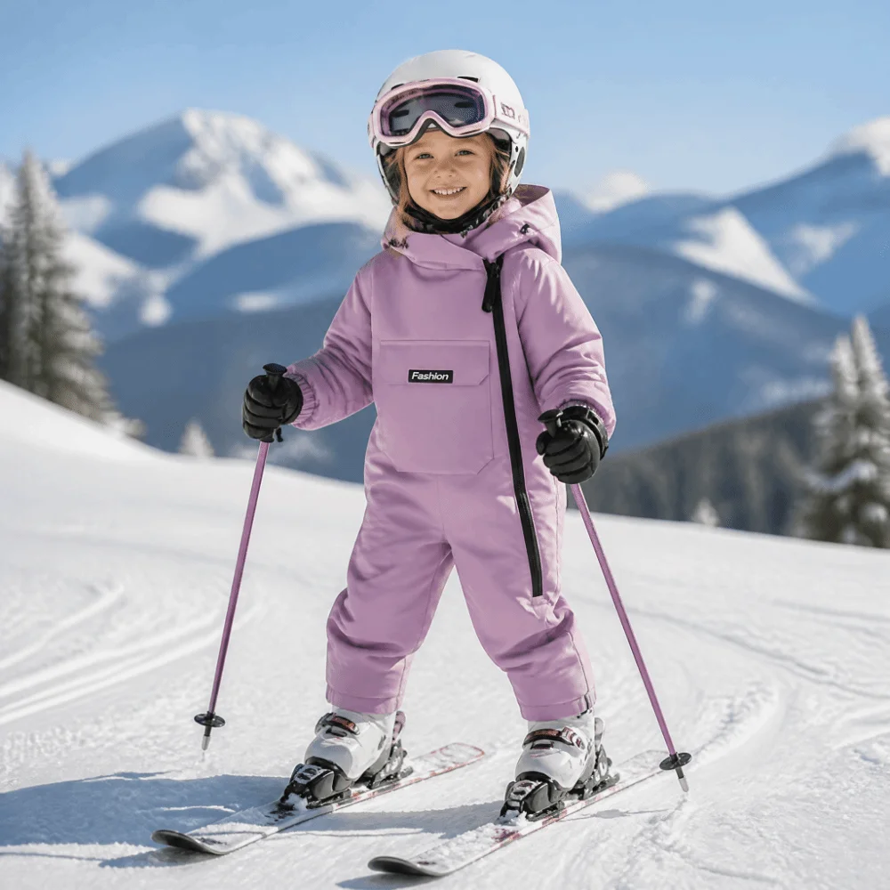 Thick Fleece Lined Snow Suit Waterproof Warm All-In-One Snow Suit Comfortable Fit Active Movement Design Baby Romper