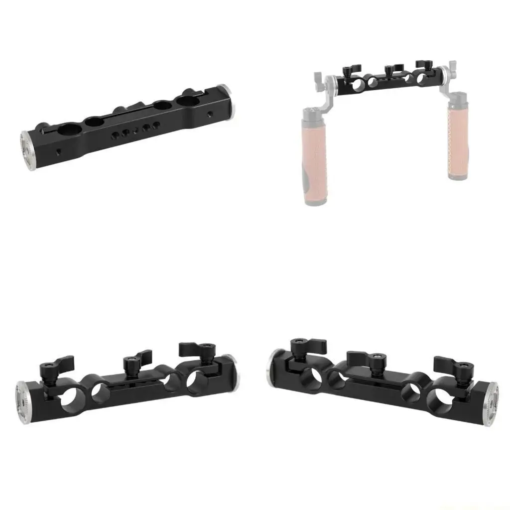 F62C 15mm 19mm Double Port Rod Clamp Pipe Clip with Double Ended Rosette Mount for Camera Cage Photography Equipment