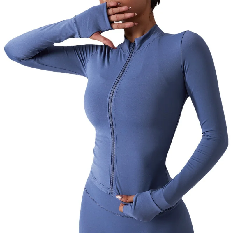 

Zipper Tight Running Top Breathable Nude Feel Fitness Coat Training Quick-Drying Long Sleeve Yoga Wear Women6116