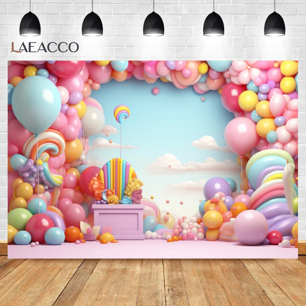 Ice Cream Party Background Pink Ice Cream Donuts Candy World Baby Shower Photography Backdrop Kids Birthday Banner Photo Studios