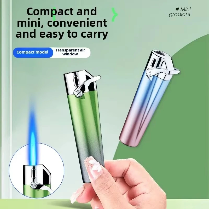 New Inflatable Gas Lighter Gradient Mini Portable Metal Visible Gas Window Windproof Cigarette Lighter Personalized Gifts view 3