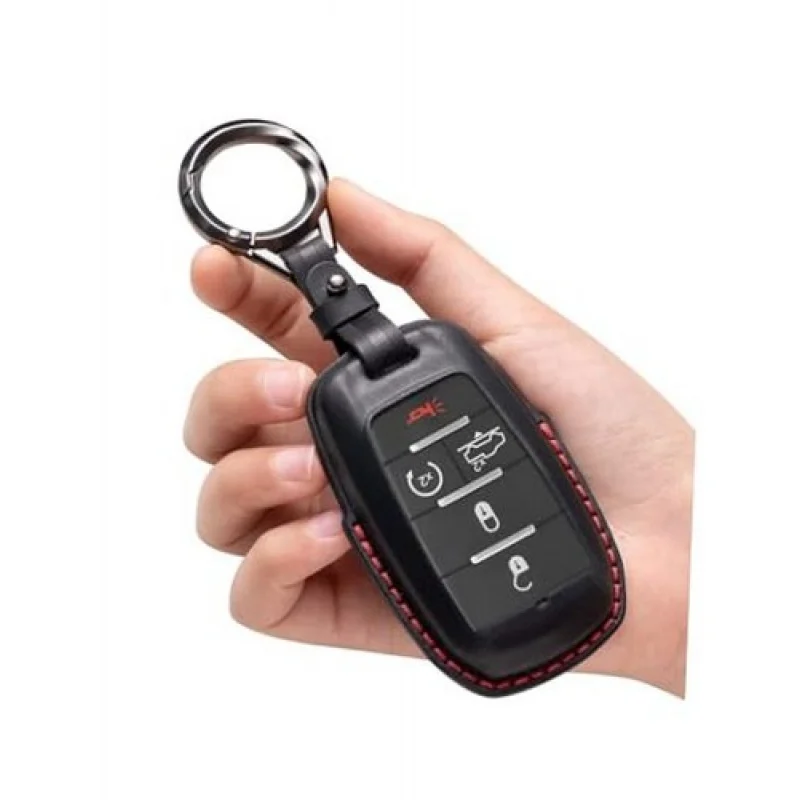 

A+ for Ram Key Fob Cover Leather Car Remote Case Holder Keychain Compatible Black
