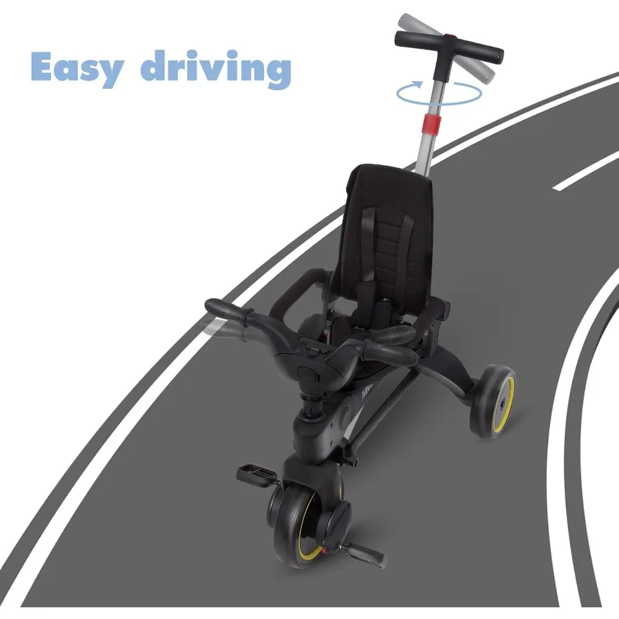 5-in-1 Compact Foldable Tricycle - Suitable for Toddlers 10 to 36 Months Push Tricycle Bike for Toddlers with Removable Handle