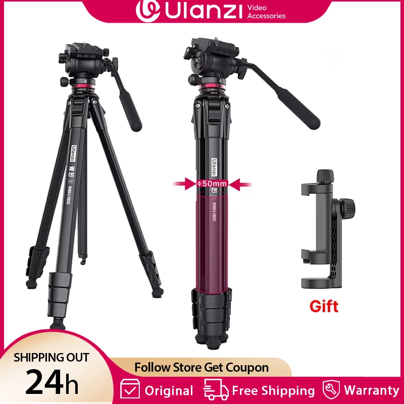 

Ulanzi OMBRA 1.6M Video Travel Tripod 360° Panorama Fluid Drag Pan Tripod Max Load 6KG Arca Swiss Plate for DSLR Camera