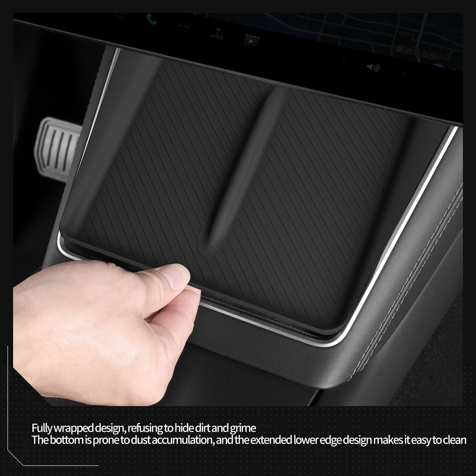 لوحة شحن لاسلكية لطراز تسلا Y LAUNCH 2025 Juniper Standard منقوشة وحدة التحكم المركزية محطة شحن حصيرة سيليكون حامي #6