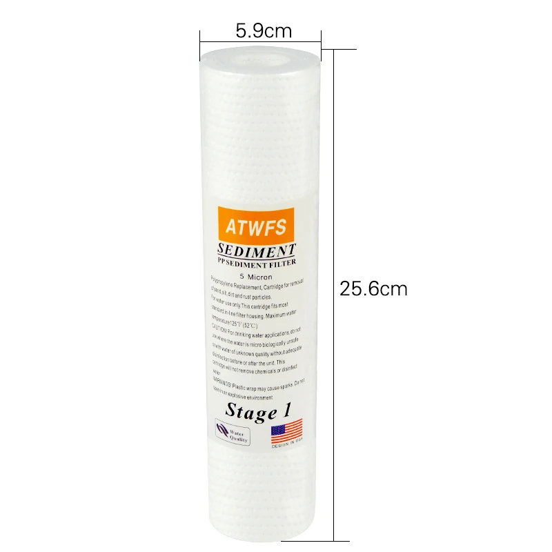 ATWFS Water Purifier Filter Membrane Cartridge 10 inch 5Micron ,1Micron PPF Cotton ,Activated Carbon Reverse Osmosis System