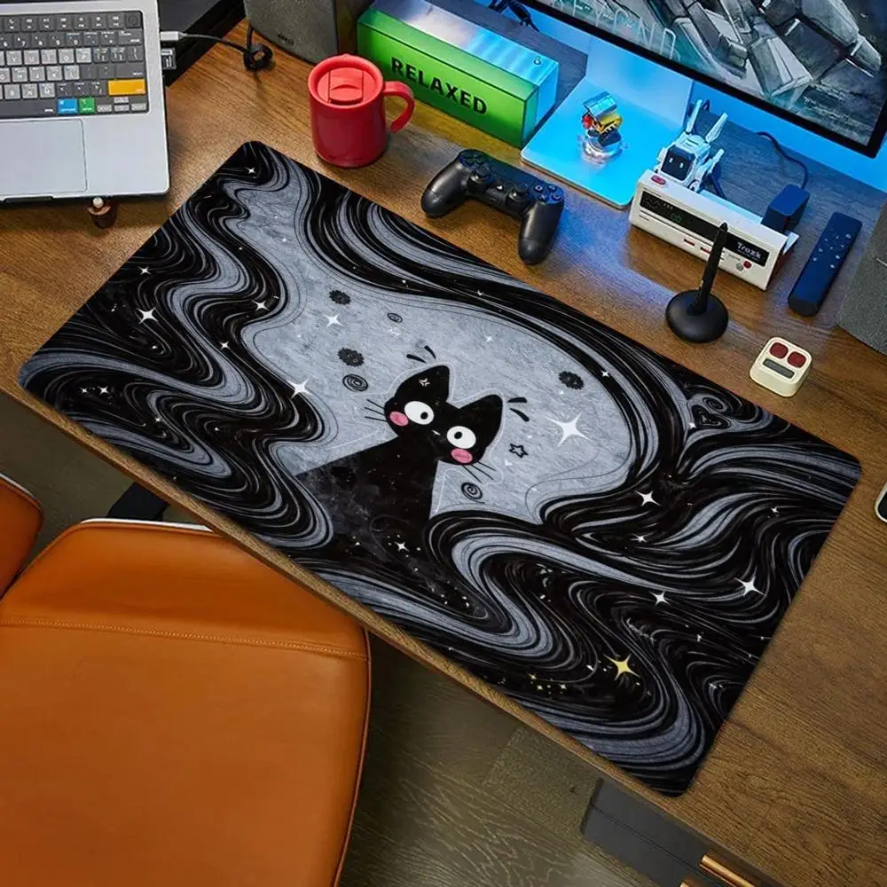 

Greative cat Mousepad Large Abstract Mouse Pad Gaming Deskmat With Lockedge Office Non-slip Carpet playmat