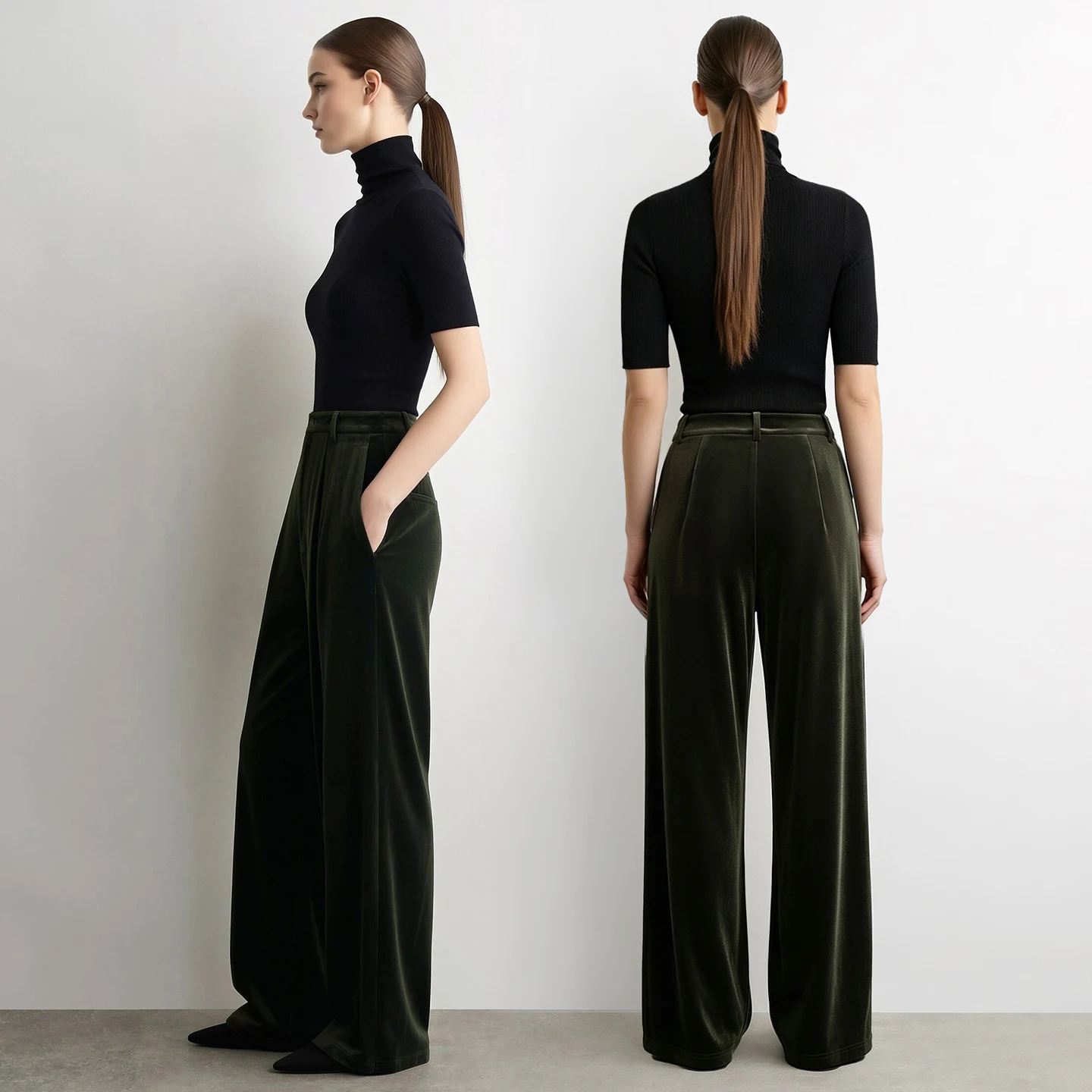 Amii Wide Leg Women's Pants 2026 Autumn New Velvet Casual Flowy Pants Loose Fit Soft Elegant Daily Trousers For Woman 12623112