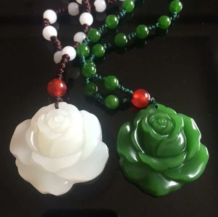 

100% Natural jade hand carved peony flowers luck jade pendant jade necklaces women pendants jade gifts for women men jewelry