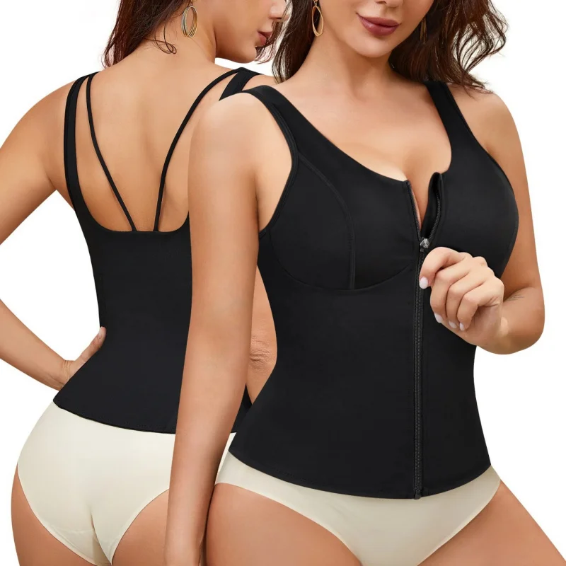 

Cross-Border Hot Selling Body Shaping Top Vest Beauty Back Waist Slimming and Belly Contracting Zipper Adjustment Slim Fit Fitne