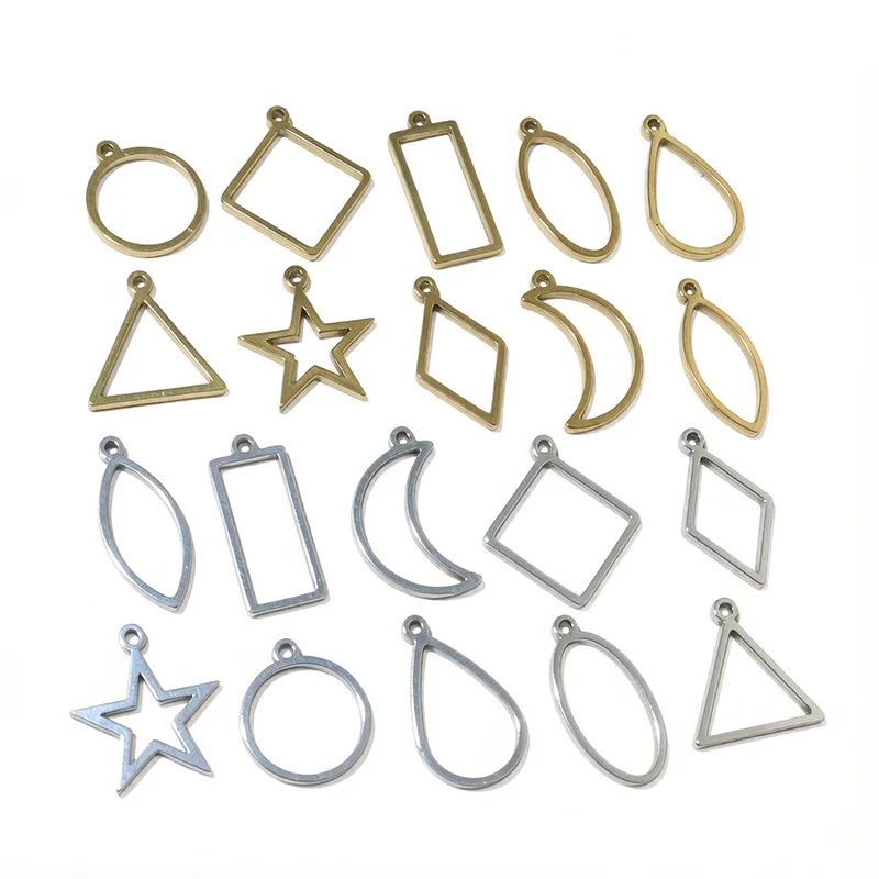 20 Stück Geometrischer Mond Stern Tropfen hohl Rahmen Form Charms Anhänger Edelstahl Bezels Anhänger DIY Schmuck Herstellung Zubehör