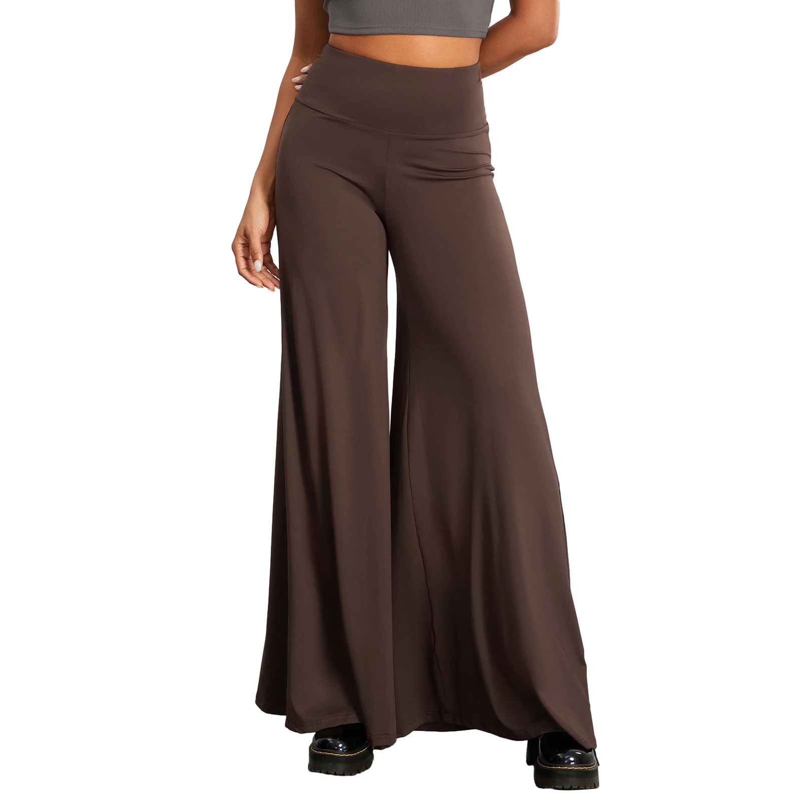 

2024 Fashion Women's Stretch Pleated High Waist Casual Wide Leg Pants Ladies Casual Solid Loose Pants Baggy Sweatpants Bottoms