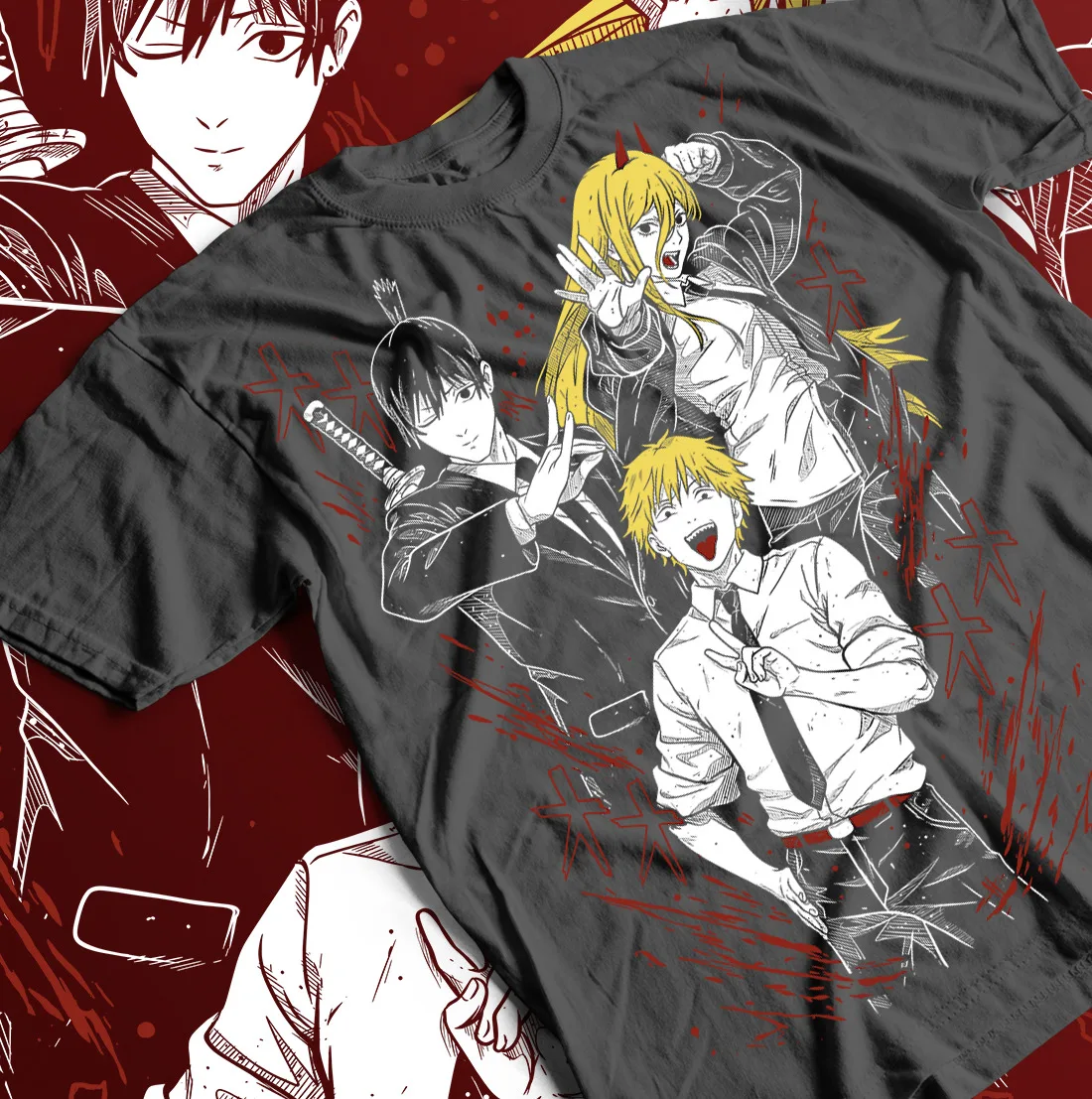 

Chainsaw Man T-Shirt Denji and Makima T-Shirt Anime Manga T-Shirt Pochita Shirt