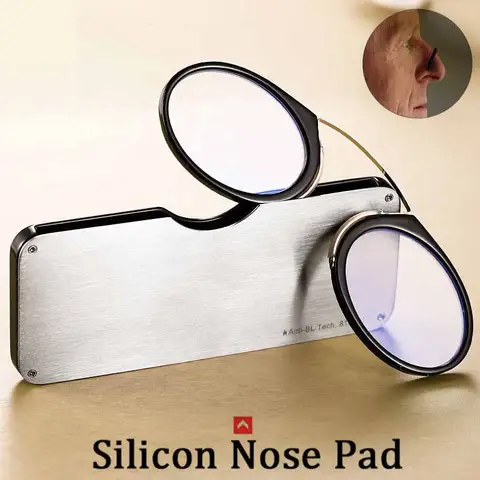Legless Clip Nose  Portable Reading Glasses For Men And Women Ultra light Ultra thin Presbyopic Spectacles With Original Case