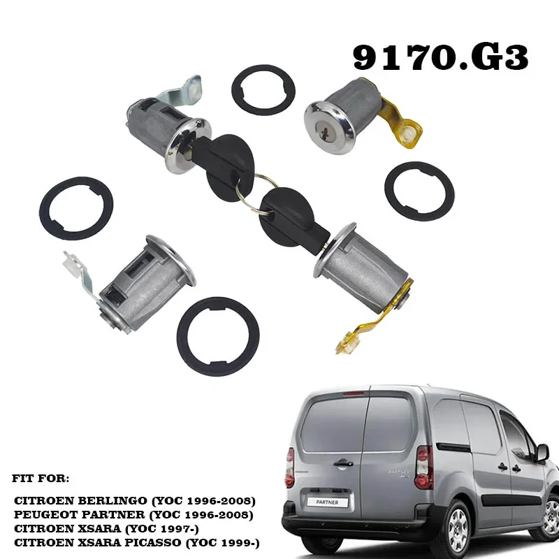 252522 Car Door Lock Barrel Set with Keys for Peugeot Partner Citroen Berlingo Xsara Car Lock Accessorie Professional Lock Picks