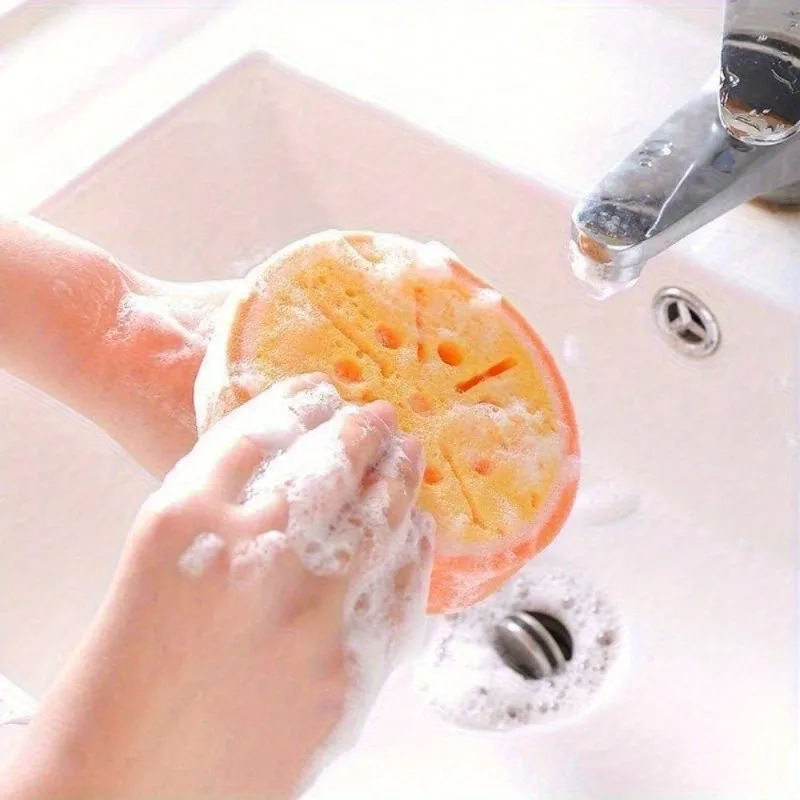 5-Piece Set of Fruit-Shaped Thickened Dishwashing Sponges Magic Scouring Pads and Washcloths for Kitchen Cleaning Supplies