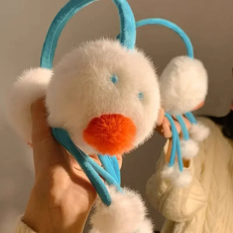 Earmuffs fofos de boneco de neve para mulheres, tampões de pelúcia, cobertura de ouvido, manter aquecido, anticongelante, acessórios de ciclismo, fofos, kawaii, proteção contra frio