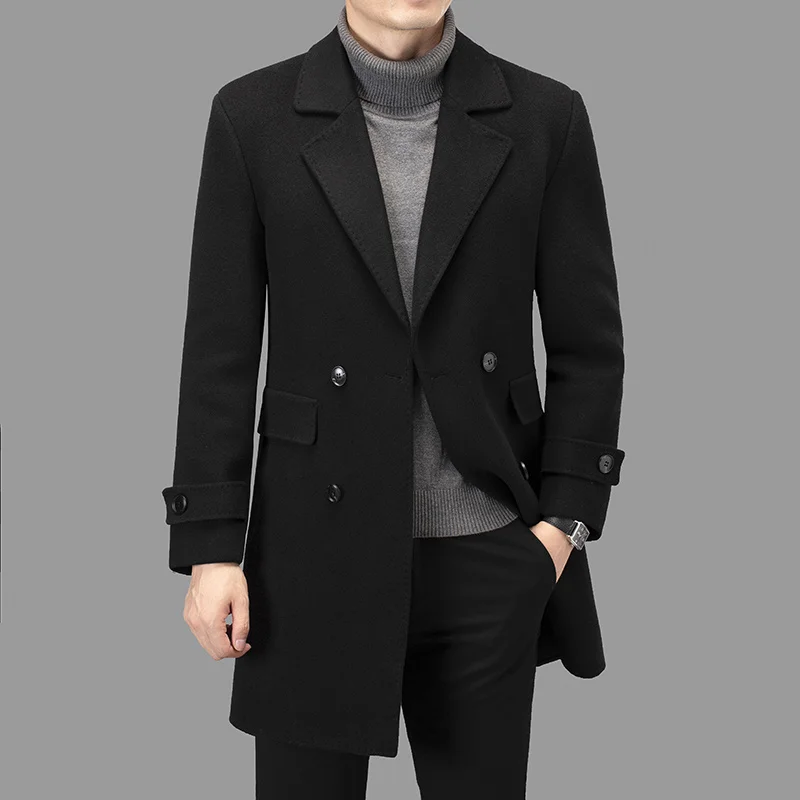 

2023 new arrival winter Double-sided wool coat thicked trench detachable down inner liner casual woolen jackets size M-XXXL