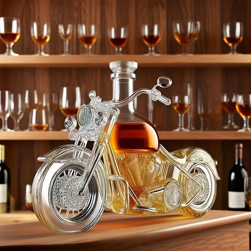 1pcs Motorcycle Shaped Glass Bottle-Transparent Glass Creative Wine Bottle With Realistic Design