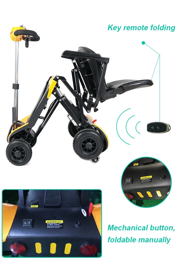 Sleutel afstandsbediening opvouwbare mechanische knop opvouwbare scootmobiel borstelloze motor 180W voor ouderen en gehandicapten-BZ-FDB01