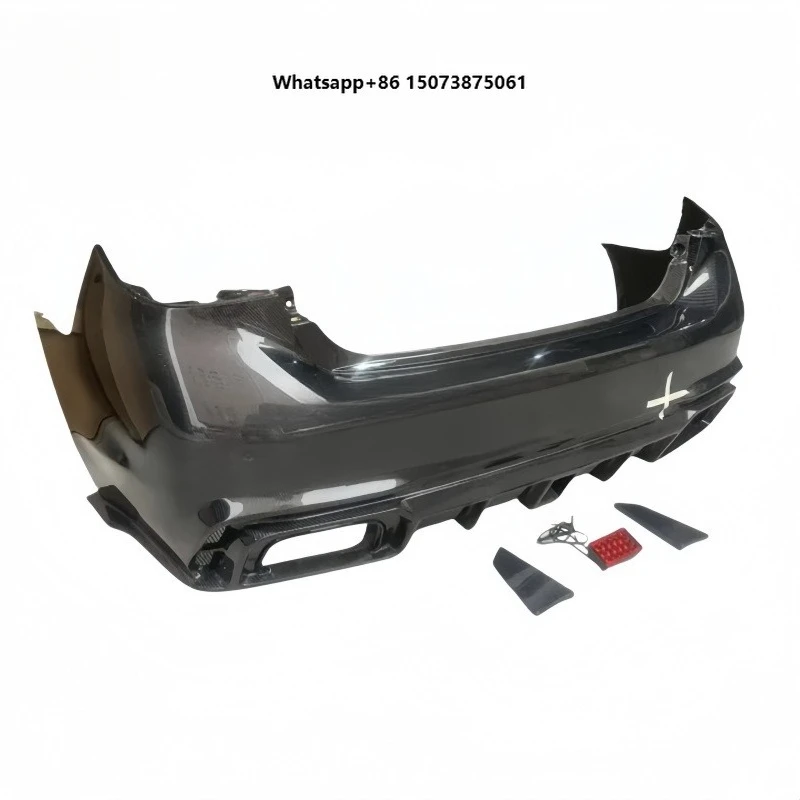 

Viph Xstar-style Semi-Carbon Fiber Rear Bumper for Infiniti Q50 LED Lights Screw-On Installation Black Paint Code Includes Park