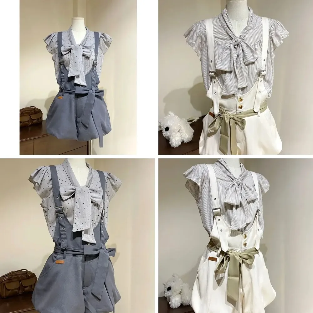 

Vintage Y2K 2-Piece Set: Striped Crop Top & Mini Romper, Kawaii Harajuku Outfit for Women