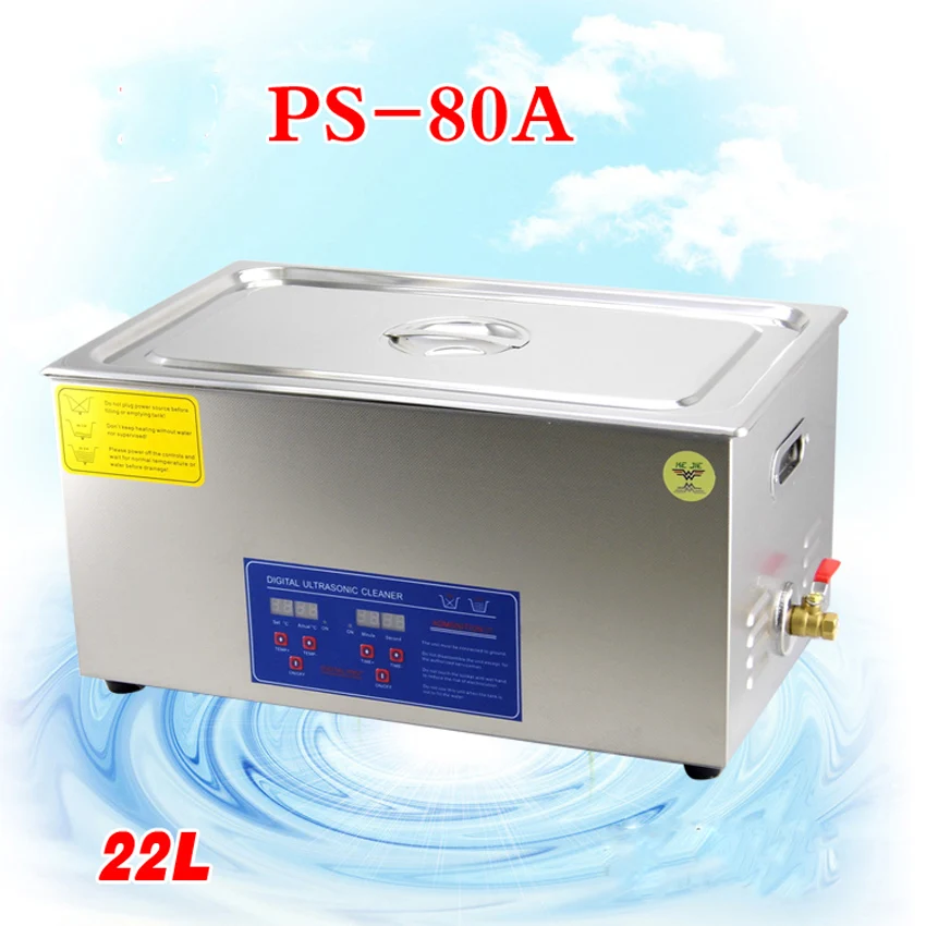 

1PC AC110V/220V 40KHz 600W PS-80A Digital heater&timer Ultrasonic Cleaner 22L for electronic components with free basket