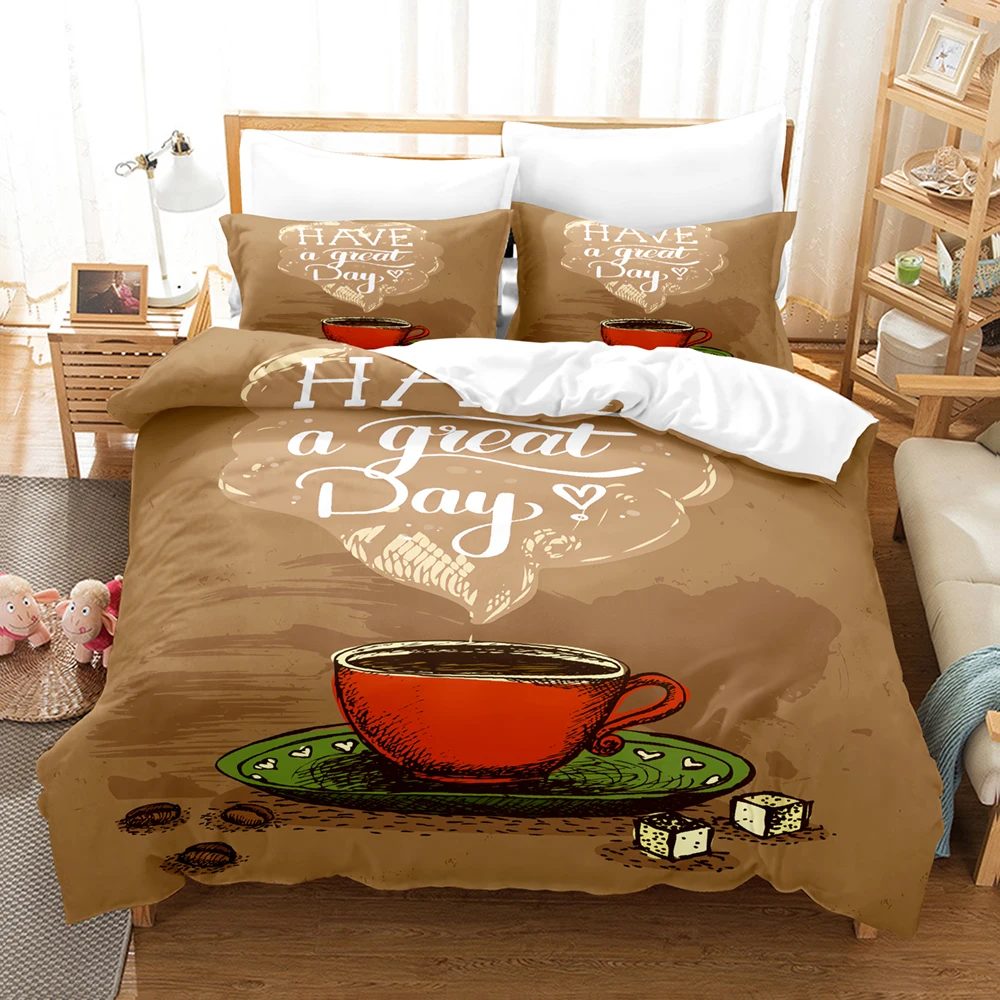 Trendy Slogan Have A Nice Day Bed Linen Set Duvet Cover + 2 Pillowcases Positive Text Print Bedding For Teens Adult Bedroom Dorm