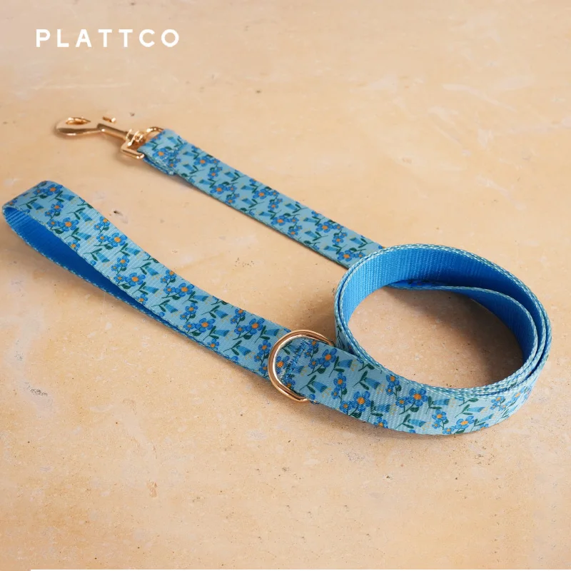 PLATTCO unique design dog set print Blue Violet pattern with high quality light color zinc alloy buckle 5 size PDC372G&PDL372G