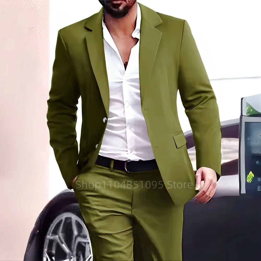 عالية الجودة الرجال دعوى مجموعة الشق التلبيب الأعمال السترة السراويل 2 قطعة فساتين الزفاف سليم صالح سهرة مساء حفلة الرجال الملابس #1