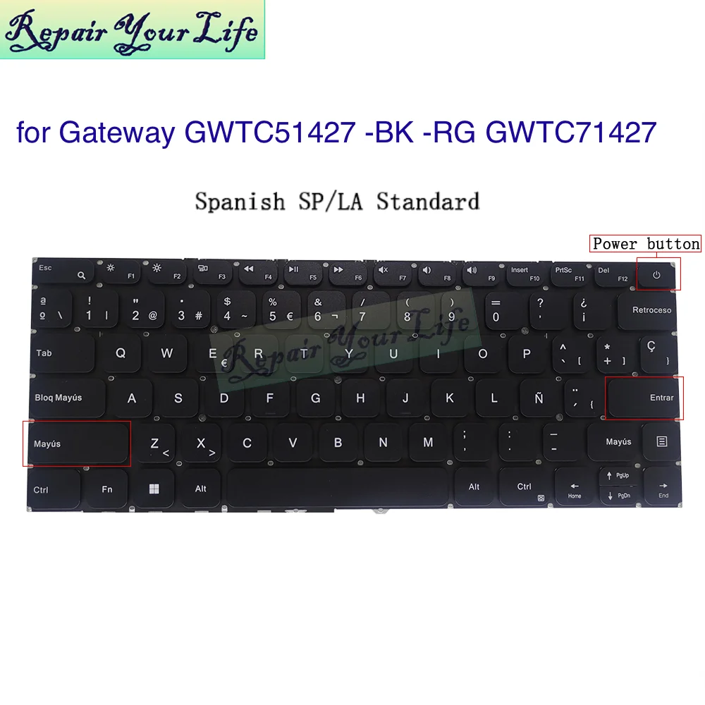 US SP LA Spanish Keyboard for Gateway GWTC51427 GWTC51427-BK GWTC51427-RG GWTC71427 14.1'' Ultra Slim Notebook Keyboards USA