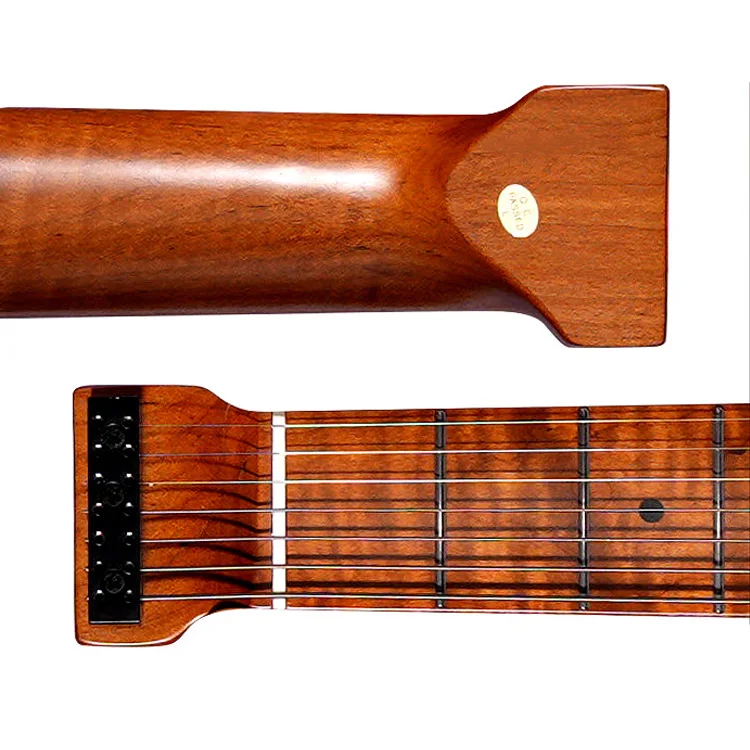 Горячая распродажа 2025 года, 7-струнная безголовая электрогитара - бесшумный дизайн для путешествий с грилевой кленовой накладкой, панель с тигровым узором TOP