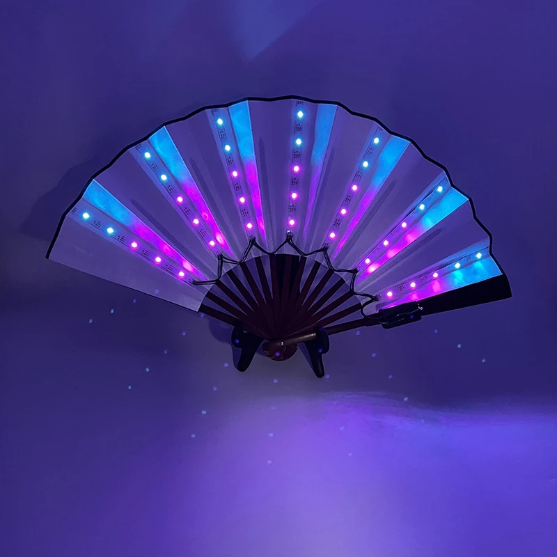 10/13 Zoll Leuchtender Handfaltfächer Hochzeitsgeschenke Fächer mit LED-Lichtern Verschiedene Stile Leuchtende Festival-Fächer Bar-Requisiten – Detail 23