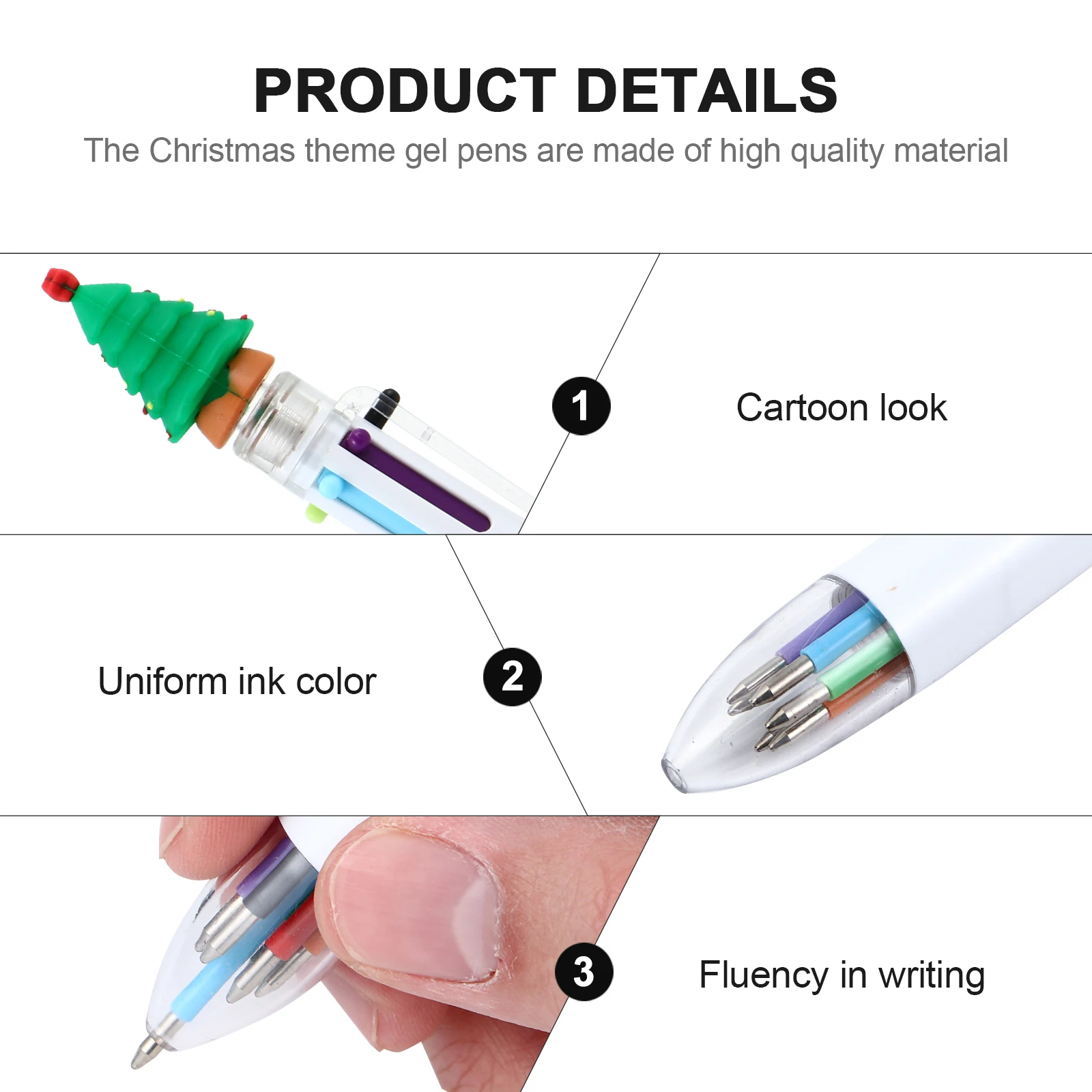 

8 Pcs Christmas Gel Pen Plastic Ink Telescopic Design Festival Xmas Theme Student