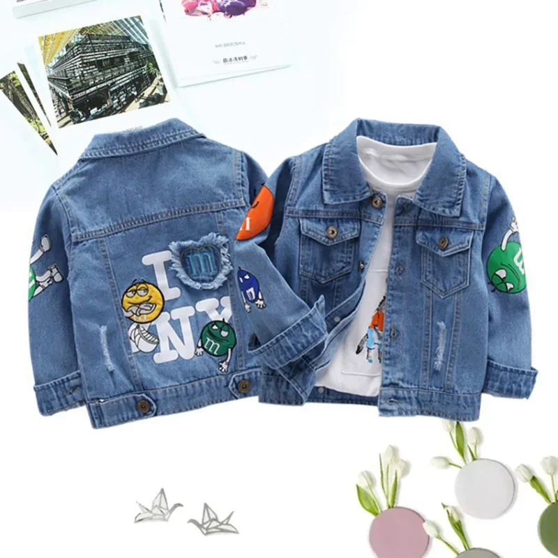 Crianças jaqueta jeans para meninos meninas dos desenhos animados outfit outerwear primavera outono crianças jaquetas do bebê meninos denim casacos roupas de cowboy