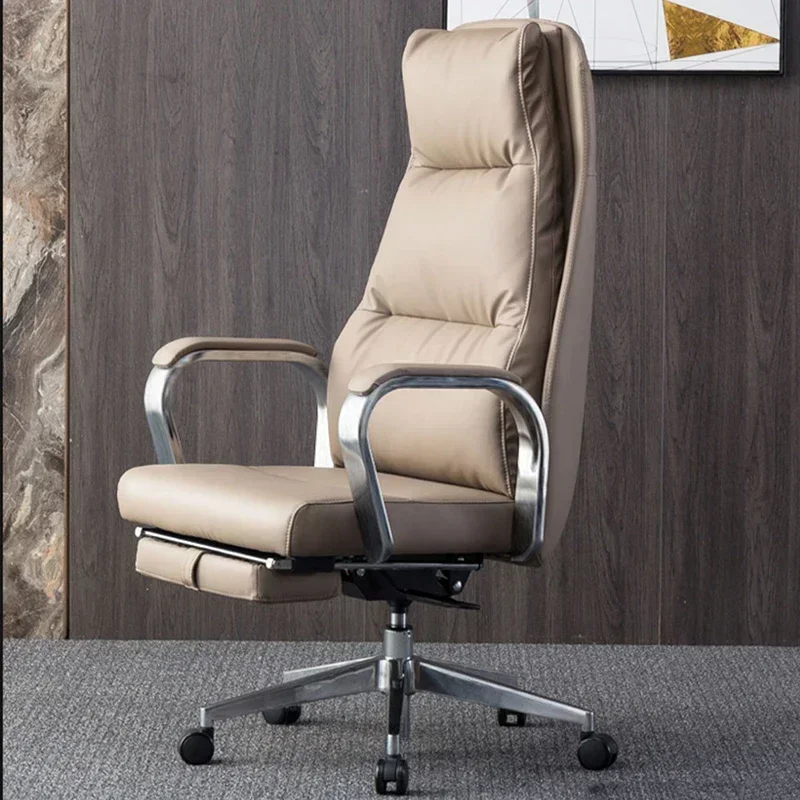 

Luxury Neck Support Office Chair Leather Modern Ergonomic Handle Footrest Work Chair Lazy Comfortable Sillas Gamers Furnitures