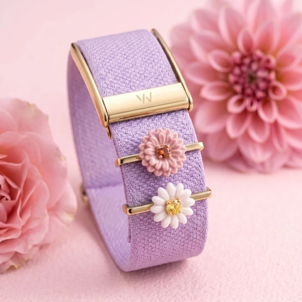 Cartoon Flower Watch Strap Pendant Slide Bar Macaron Watch Band Ornament Rhinestone Center for Whoop 5.0/5.0 MG/4.0
