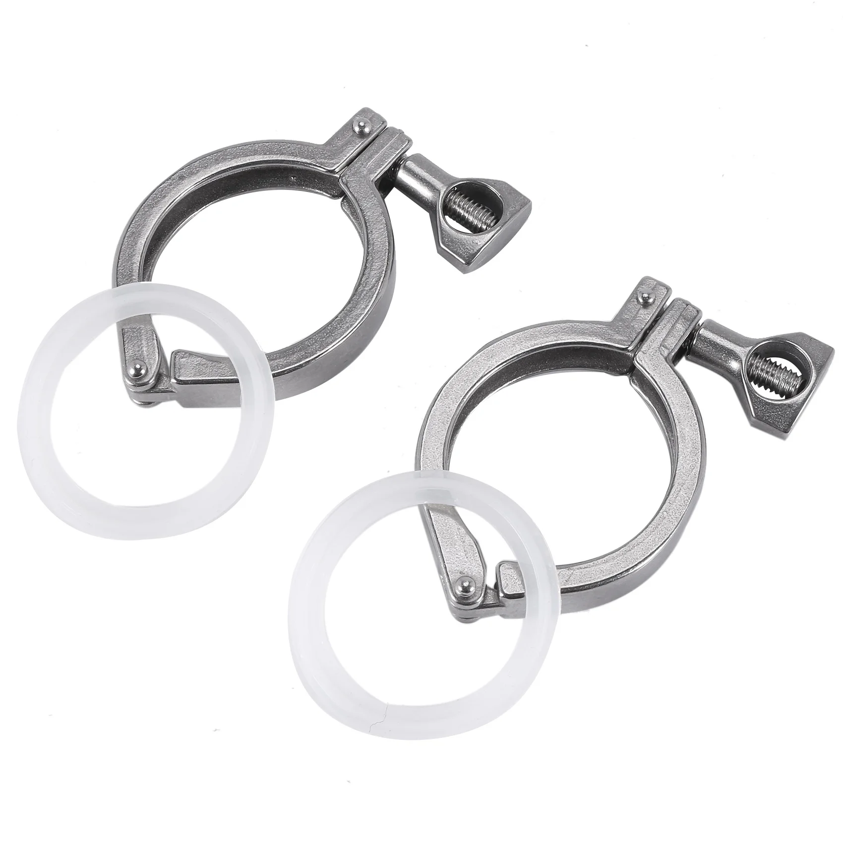 2Pcs Tri-Clamp Steel Single Pin Heavy Duty Tri Clamp with Wing Nut for Ferrule TC with Silicone Gasket 2 Inch