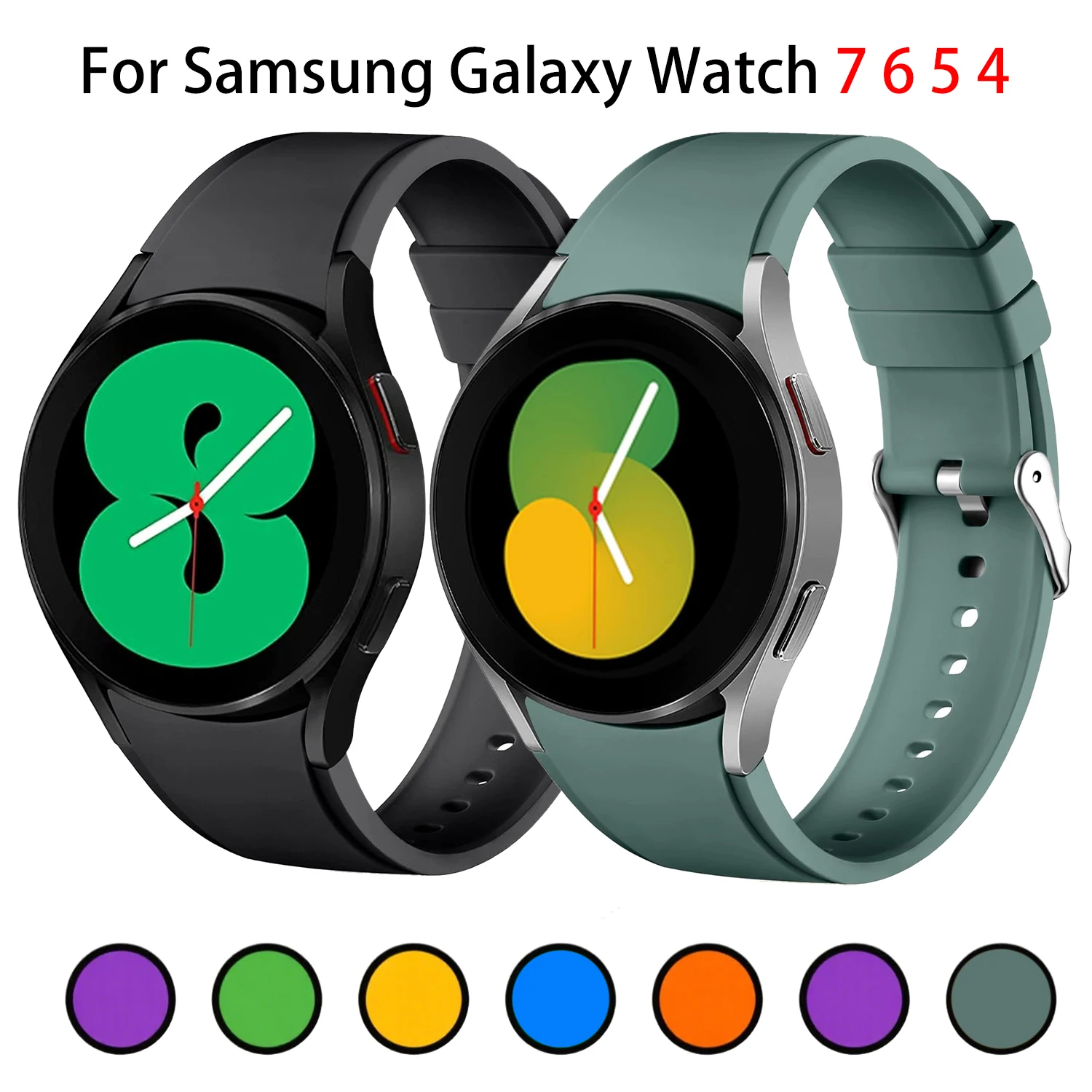 Original Silikonarmband für Samsung Galaxy Watch 7/6/5/4 40 mm 44 mm 45 mm Sportarmband für Galaxy 7/6/5/4 Classic 46 mm 42 mm Band